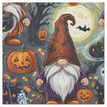 Tissu à motif de gnome d'Halloween 