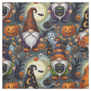 Tissu à motif de gnome d'Halloween 