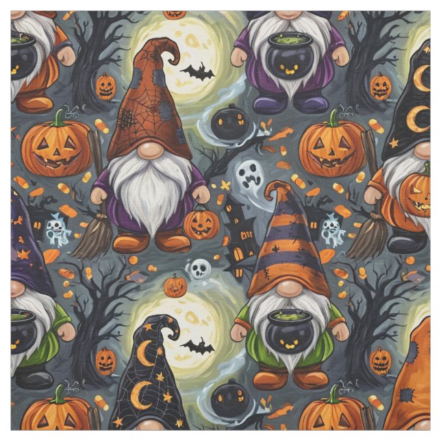 Tissu à motif de gnome d'Halloween  (Échantillon)