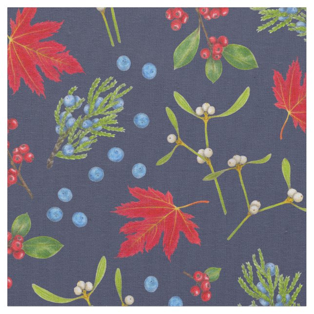 Tissu à motif de plantes botaniques d'automne (Fermer)