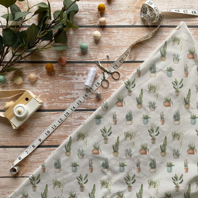 Tissu à motif de plantes en pot à l'aquarelle (Créateur téléchargé)