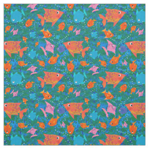 Tissu à motif de poissons amusants colorés dans la
