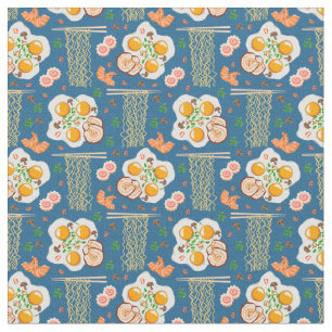 Tissu à motif de ramen mignon et de nourriture pou