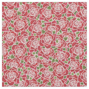 Tissu à motif de roses rouges romantiques