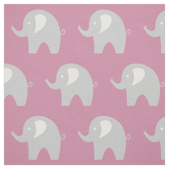 Tissu à motif d'éléphant bébé gris rose textile DI (Échantillon)