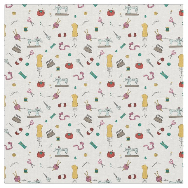 Tissu à motif d'outils de couture et de tailleur v (Fermer)