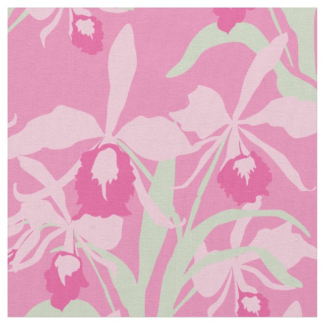 Tissu à motif floral d'orchidée rose graphique (Fermer)
