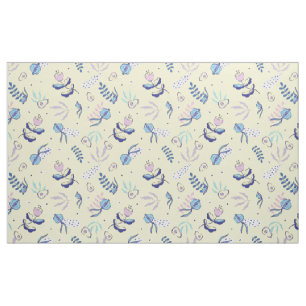 Tissu à motif floral jaune et motifs de bricolage