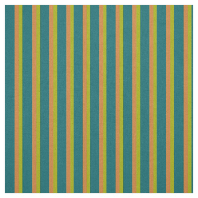 Tissu à motif rayé chic bronzé, sarcelle et vert (Échantillon)