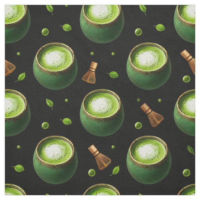 Tissu à motif sans couture de thé matcha (Échantillon)