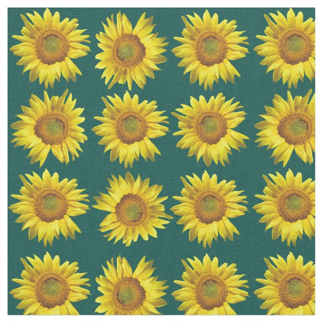 Tissu à motif tournesols sarcelle (Fermer)