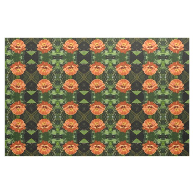 Tissu à motifs floraux de Zinnia orange (Fat Quarter)