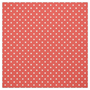 Tissu à motifs pois blancs chic sur fond rouge vif