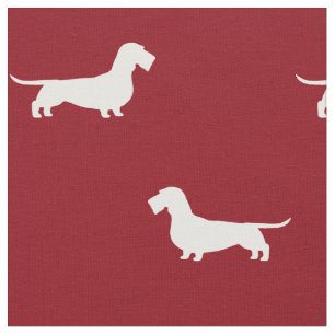 Tissu À poils durs Dachshund Dog Silhouettes Motif Roug