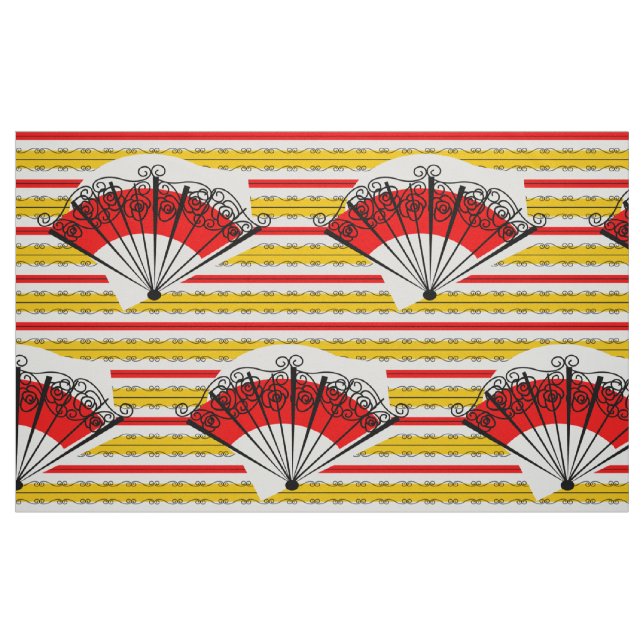 Tissu à rayures éventail espagnol grand imprimé (Fat Quarter)