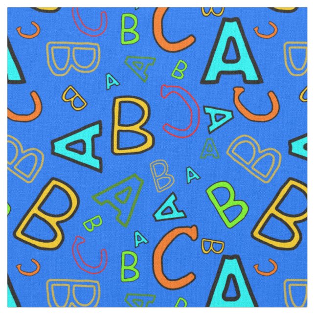 Tissu ABC Fun Learning Motif sur Blue (Fermer)