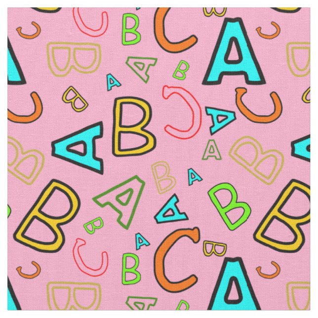 Tissu ABC Fun Learning Motif sur rose (Fermer)
