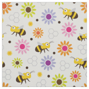 Tissu Abeille & Fleurs