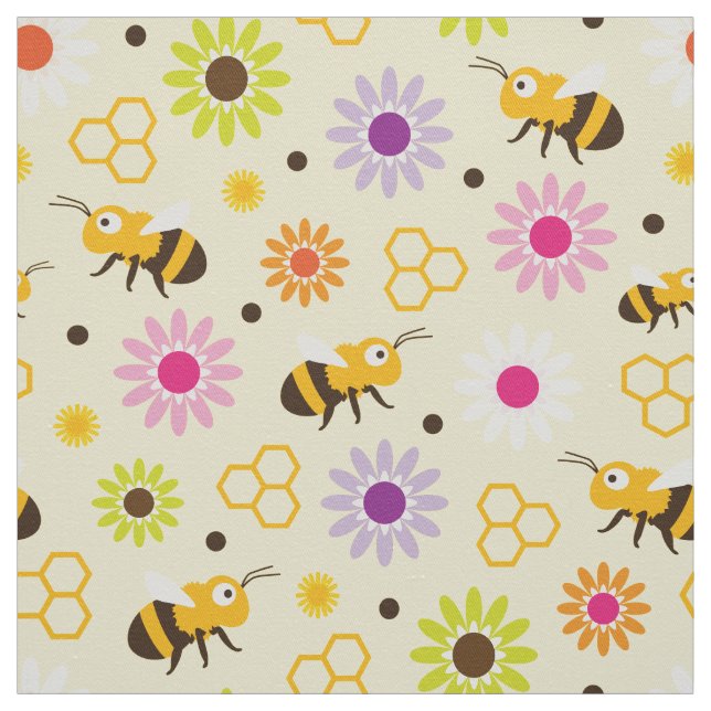 Tissu Abeille & Fleurs (Échantillon)
