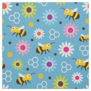 Tissu Abeille & Fleurs