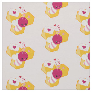 Tissu Abeille mignonne avec Motif de coeur de Valentin r