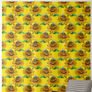 Tissu Abeille sur motif de fleur de tournesol jaune