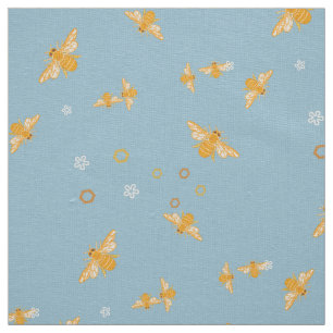 Tissu Abeilles de miel, fleurs et peignes