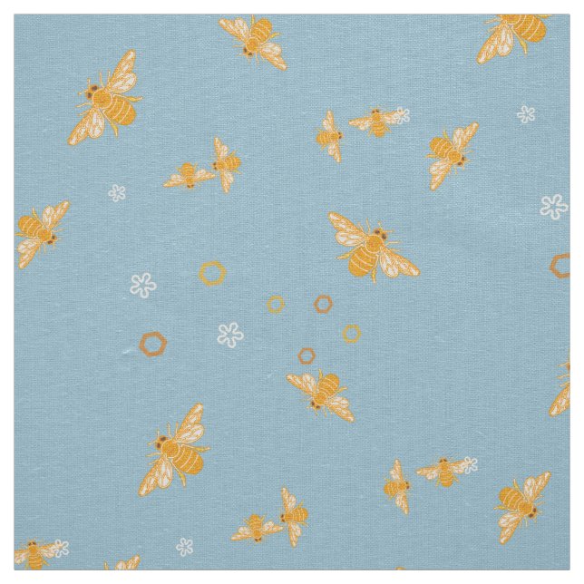 Tissu Abeilles de miel, fleurs et peignes (Échantillon)