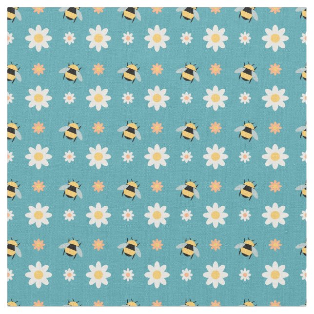 Tissu Abeilles et fleurs (Fermer)