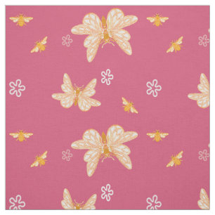 Tissu Abeilles et papillons