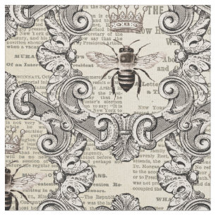Tissu Abeilles Vintage et Impression de Journal