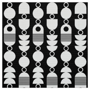 Tissu Abstrait 140823 - Blanc sur noir