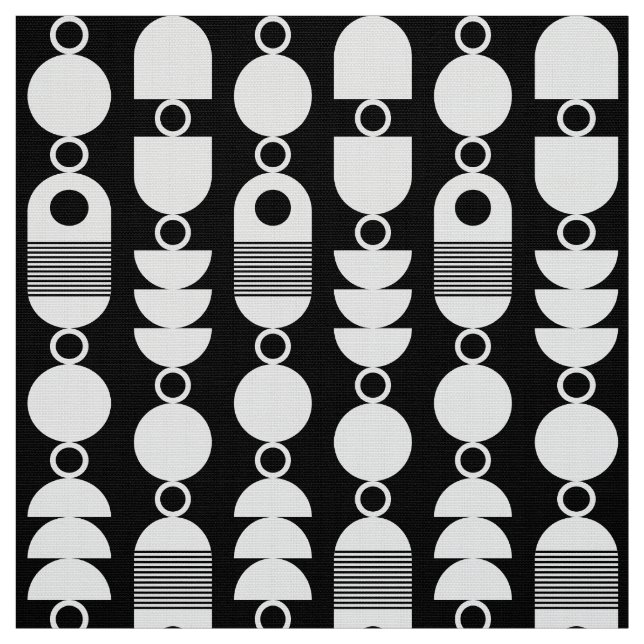 Tissu Abstrait 140823 - Blanc sur noir (Échantillon)
