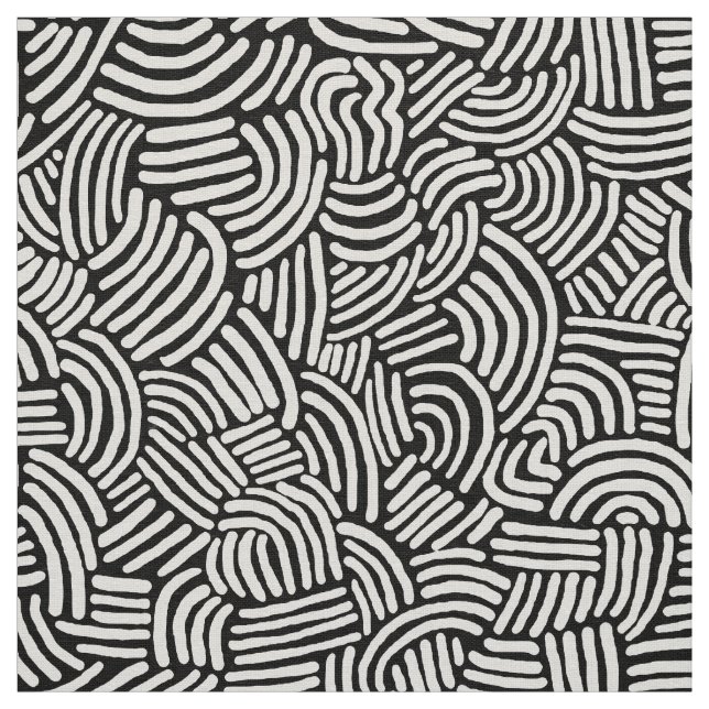 Tissu Abstrait 200923 - Blanc sur noir (Échantillon)
