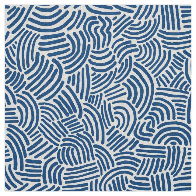 Tissu Abstrait 200923 - Bleu Shibori sur blanc (Échantillon)