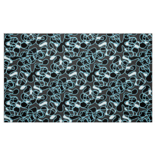 Tissu Abstrait 290523 noir, bleu ciel et blanc