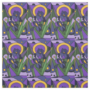 Tissu abstrait floral d'iris bleu