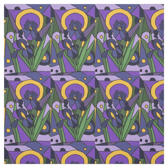 Tissu abstrait floral d'iris bleu (Échantillon)