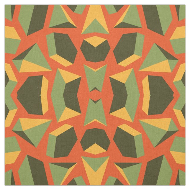 Tissu Abstrait géométrique 3-D orange vert moderne (Échantillon)