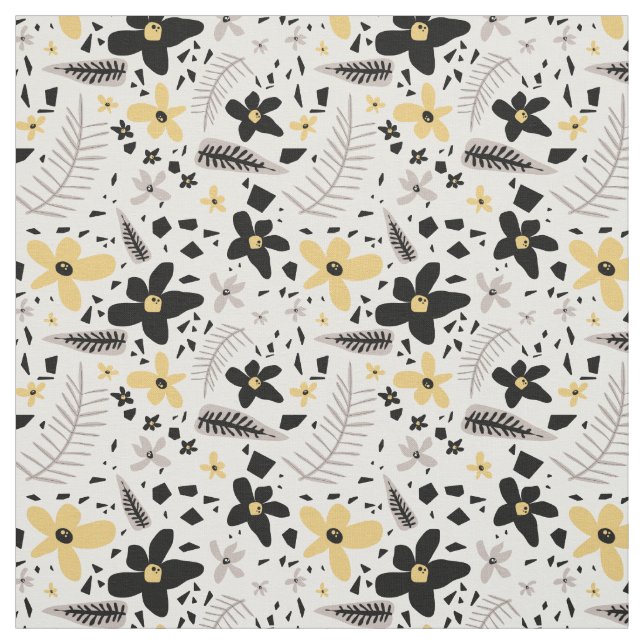 Tissu Abstrait Gris jaune noir gris sans joint motif flo (Échantillon)