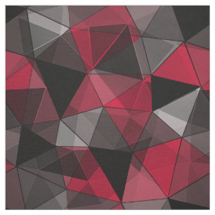 Tissu Abstrait Noir, rouge, gris géométrique.