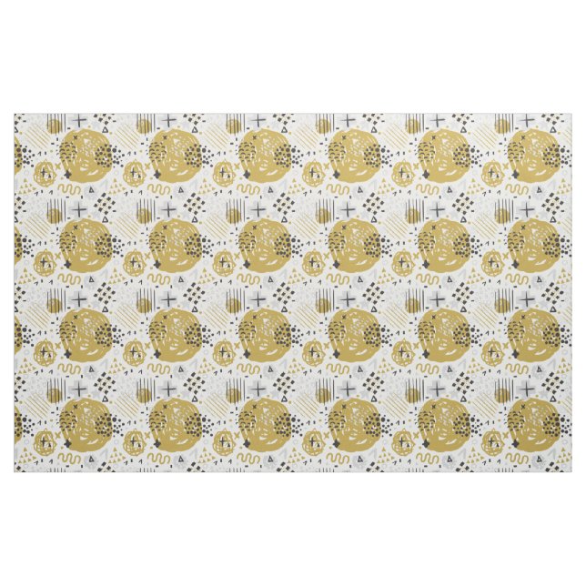 Tissu Abstrait Rayure Or Noir No.02 (Yard)