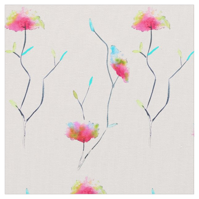 Tissu Abstrait rose d'inspiration japonaise florale simp (Fermer)