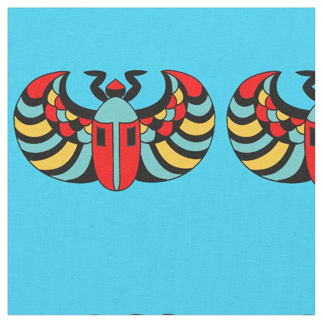 Tissu Abstrait Scarab coloré Beetle Vibrant Bleu (Fermer)