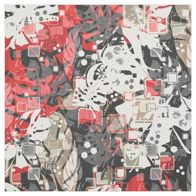 Tissu Abstrait tropical exotique moderne géométrique (Échantillon)