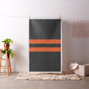 Tissu Accent Sportif Rayures Orange Style Carbone