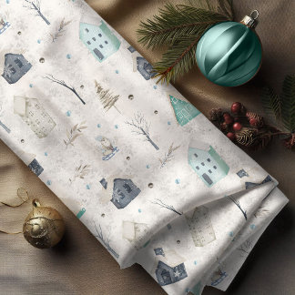 Tissu Accueil confortable Noël Turquoise ID985