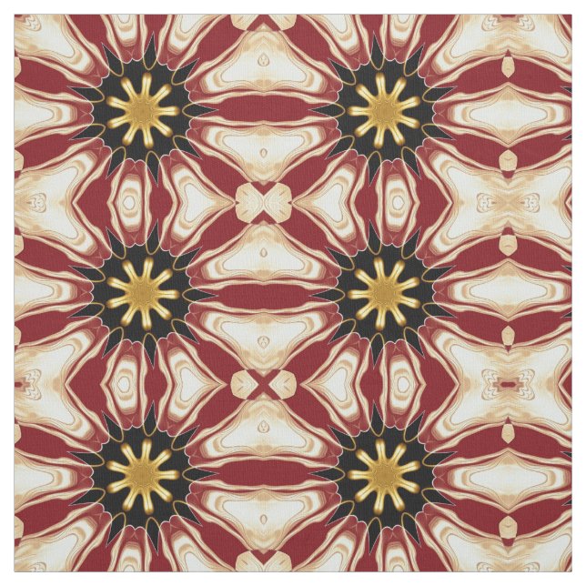 Tissu Achempong : Starburst | Luxe Rouge Foncé et Or (Échantillon)
