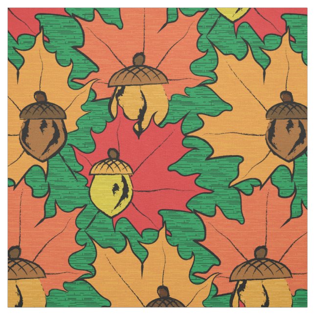 Tissu Acorns et feuille VI (Échantillon)