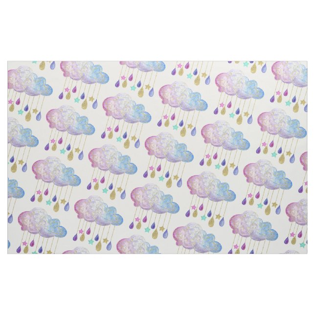 Tissu Adorable Arc-en-ciel nuages & Gold Baby Girl Douch (Fat Quarter)